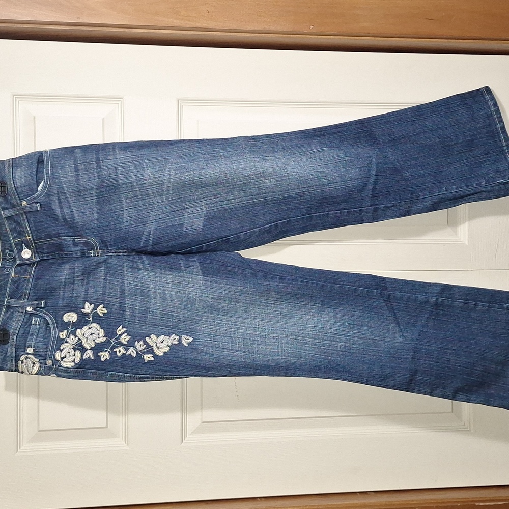 Vintage 80s Gitano 5 Pocket Embroidered Blue Denim Jeans-12 - Picture 1 of 8